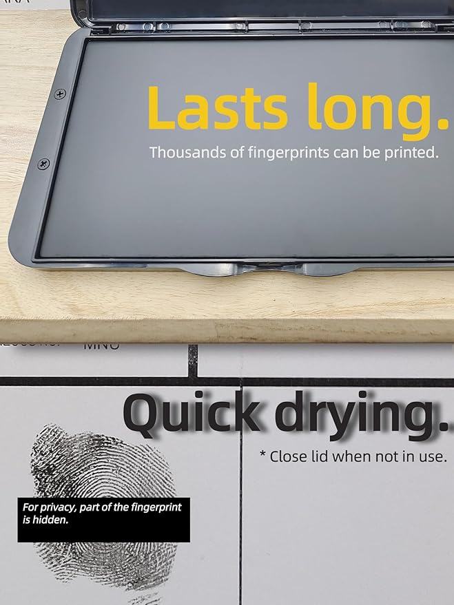 prismite Fingerprint Ink Pad, XL Size, 7 * 4 in, Black, FPP1