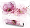 XL Abstract Floral Mousepad (35.4 x 15.7 Inch), Extra Large Pink Fluid Art Desk Mat, Dreamy Rose & Gold Vein Pattern, Waterproof Gaming Keyboard Surface, Aesthetic Table Cover