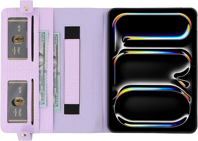 Handbag Case for iPad mini 5th 4th 3rd 2nd 1st Generation (Prior to 2019), Techcircle Elegant Crossbody Folio Stand Wallet Case with Pencil Holder, Card Slots, Hand Strap, Shoulder Strap, Lavender