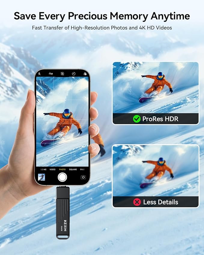 KEXIN Dual USB C Thumb Drive 256GB up to 1000MB/s Flash Drive with Type-C and USB-A Connectors USB 3.2 Gen 2 USB Drive 256G Swivel Memory Stick for iPhone 15/16/17, Smartphone, Tablet, Laptop