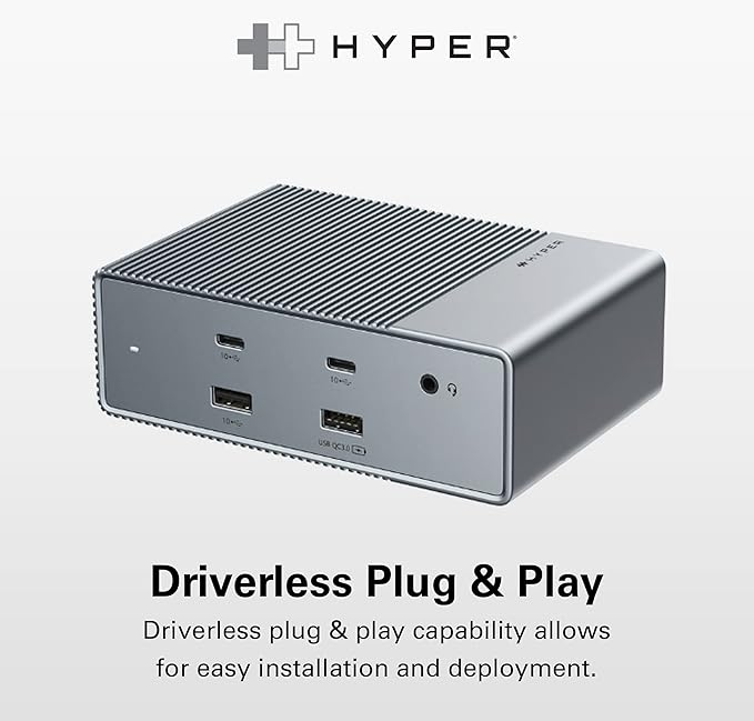 HyperDrive USB-C & Thunderbolt 4 GEN2 15-in-1 Docking Station for MacBook, iPad, PC - HDMI or DP, Up to 3 Extended Displays, High-Speed USB Data Transfer