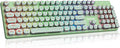 Redragon K710 Wireless Typewriter Mechanical Gaming Keyboard, Bluetooth/2.4Ghz/Wired, RGB Led Backlit, Blue Switch - Clicky, Rechargeable, Solid Metal Panel, Round Keycaps, Green