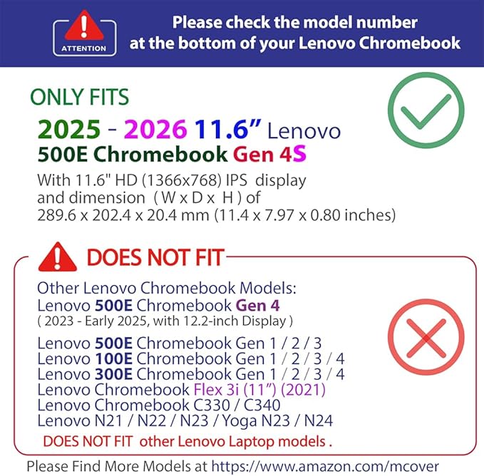 mCover Hard Shell Case Only Compatible for 2025 or Later 11.6" Lenovo 500e Chromebook Gen 4s 2-in-1 Laptop (NOT Fitting Any Other Lenovo Models)- Red