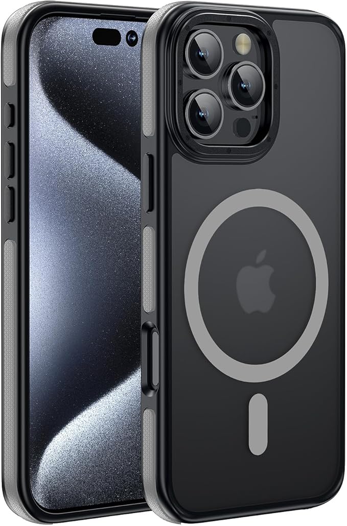 Strong Magnetic case for iPhone 16 Pro [10Ft Military-Grade Protection] Compatible with fit MagSafe Shockproof Slim Thin Cover 6.3 inch 16 Pro Phone case, Grey Bumper