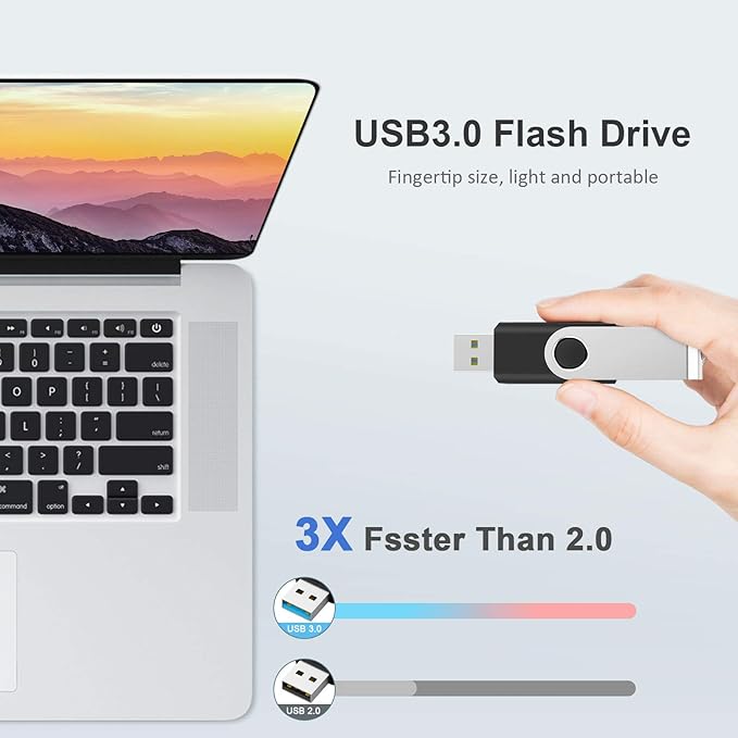 KOOTION 5 Pack 32GB USB 3.0 Flash Drives Swivel USB Stick Thumb Drives with High-Speed Transfer(Colors: Black, Blue, Green, Purple, Red)