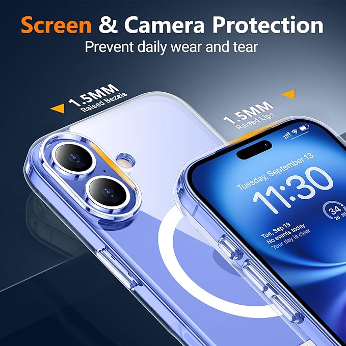 SPIDERCASE for iPhone 16 Case,with [3 Stand Ways] [Compatible with Magsafe] Crystal Clear with Invisible Kicktand Shockproof Slim Phone Case for iPhone 16 6.1'',Clear