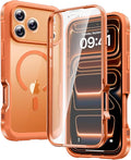 Diaclara Magnetic Designed for iPhone 17 Pro Case 6.3'' [Full Camera Protection] Full Body Bumper,[Compatible with MagSafe] Military Drop Proof Phone Case w/Built-in Screen Protector,Orange