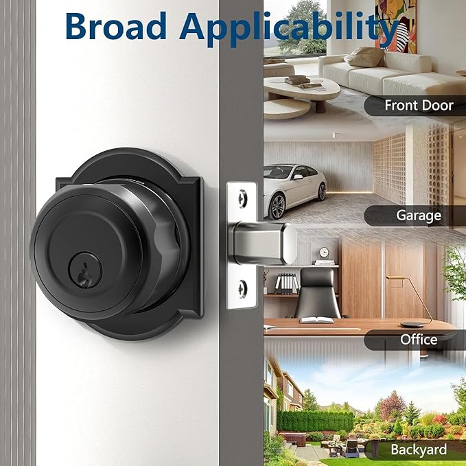 GeekTale Fingerprint Deadbolt, Fingerprint Door Knob, Smart Deadbolt Lock, Smart Door Lock, Twist to Lock&Unlock, Keyless Entry Door Lock with App, for Front Door, Garage, Easy Installation
