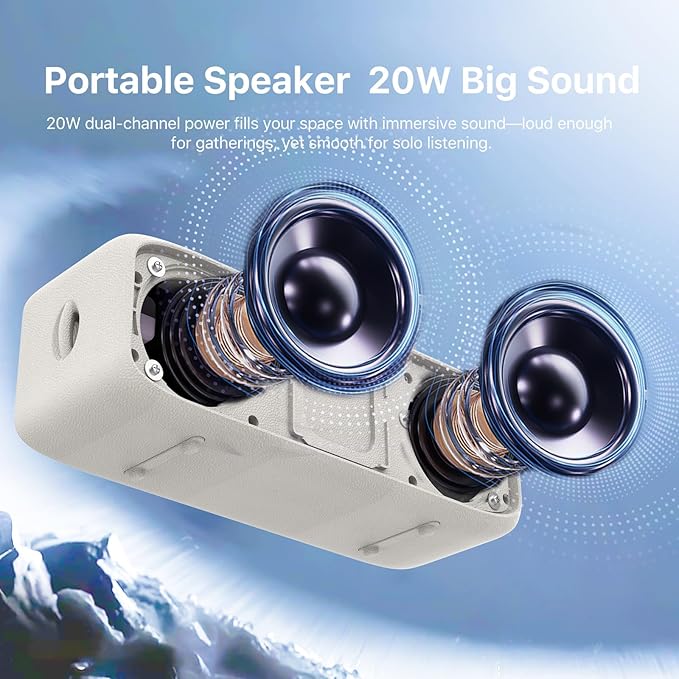 NOBIS Bluetooth Speaker, IP68 Waterproof, Bluetooth 6.0,Portable Speaker Wireless with 20W Loud TWS Stereo Sound, 24H Playtime, Voice Assistant Support, TF Card Slot & AUX Input, for Camping, Travel