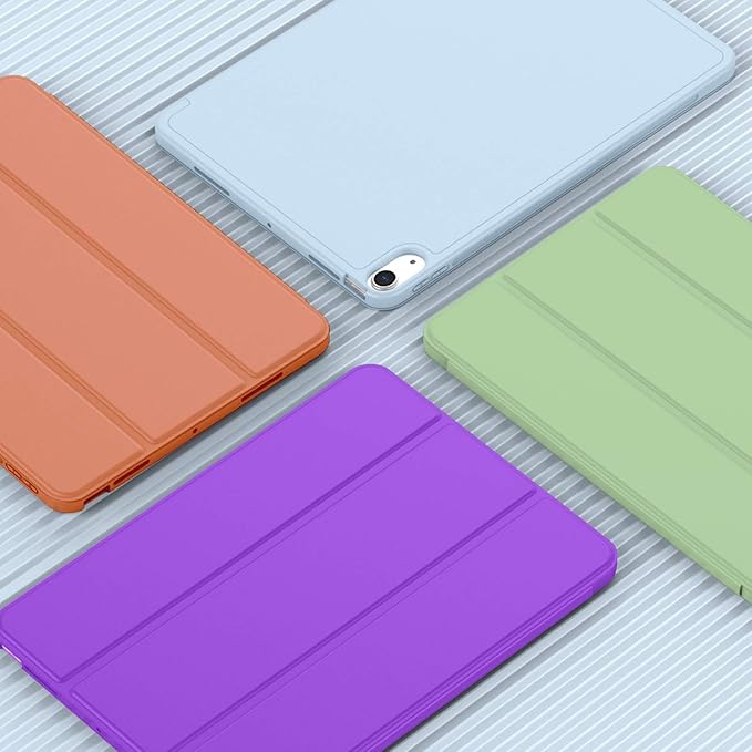 iMieet iPad Air 11 Inch Case M4/M3/M2(2026/2025/2024), iPad Air 5th/4th Generation Case 2022/2020 10.9 Inch with Pencil Holder,Trifold Stand Smart Case with Soft TPU Back(Grape Purple)