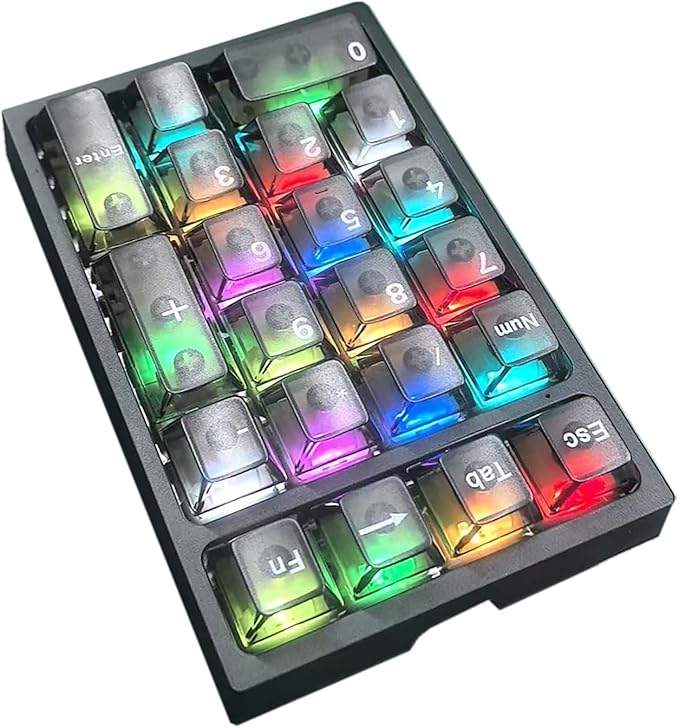 BOYI TD21 Hot Swappable Numpad,21 Keys Mini Numpad Portable Keypad Bluetooth 5.0/2.4GHz/Wired Number Pad Keyboard PBT Keycaps RGB Backlit Type-C Mini Keyboard(Black Transparent Keycaps)