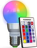 Kobra LED Color Changing Light Bulb with Remote Control - 16 Different Color Choices Smooth, Fade, Flash or Strobe Mode - Smart Remote Lightbulb -RGB & Multi Colored