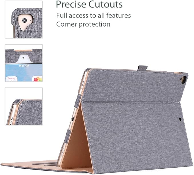 ProCase for iPad Pro 12.9 2017/2015 Case (1st & 2nd Generation), Stand Folio Case Cover for iPad Pro 12.9 Inch (Old Model 2017/2015), with Multiple Viewing Angles, Pencil Holder -Gray