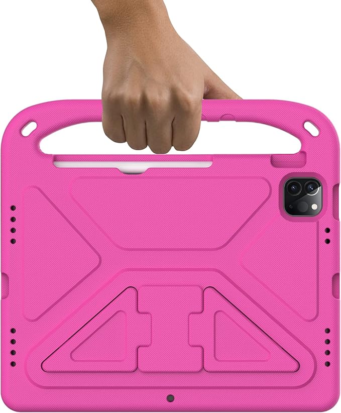 Dteck Kids Case for iPad Air 11 Inch M2(2024),iPad Pro 11 inch M4 2024 Case with Pencil Holder, Shockproof Rugged Protective Handle Stand Kids EVA Foam Case for iPad Air 11"/iPad Pro 11"(2024),Rose