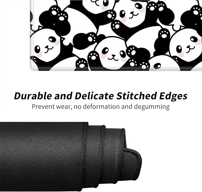 Desk Pad Mat Large Mouse Pad XL Extended Mousepad Gaming with Cute Panda 31.5" *11.8" Huge Mouse Pads for Computer Laptop Home Office