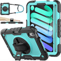 SEYMAC stock Case for iPad Mini 7 (A17 Pro)2024/ Mini 6 8.3'' with Screen Protector Pencil Holder [360 Rotating Hand Strap] &Stand, Drop-Proof Case for iPad Mini 7th/6th Generation 8.3", SkyBlue+Black