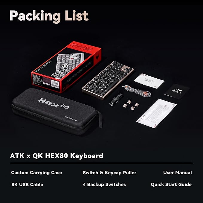 ATK x QK Hex80 HE Magnetic Gaming Keyboard, 80% TKL, CNC Aluminum, Hall-Effect Ti Switches, 8 kHz Polling, Rapid Trigger, RGB Backlight (Gery)