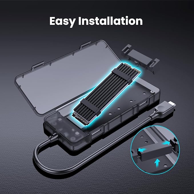 HIMARS US-2575 M.2 NVMe PCIe SSD Enclosure USB 3.2 Gen 2 Type C Tool-Free External SSD Case (US-2575)