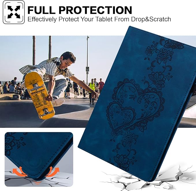 Case for iPad 6th / 5th Generation 9.7 Inch 2018/2017, iPad Air 2 Multi Angle Flip PU Leather Shockproof Case with Pencil Holder/Card Slots, Dark Blue