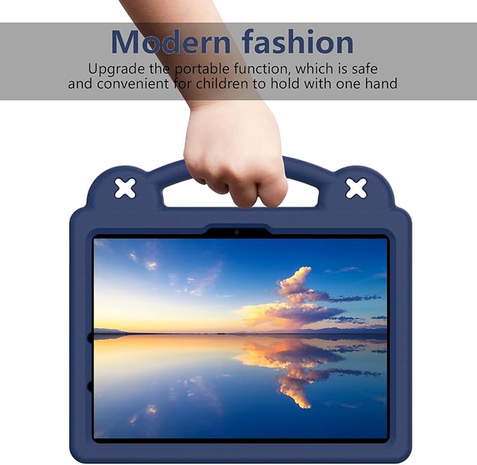 Dteck for iPad Air 6th Gen 11 Inch Case 2024,iPad Pro 11 Inch Case 2024 5th Gen(M4),Cartoon Panda Shockproof Rugged Lightweight Convertible Stand Kids Friendly Tablet Case with Handles,Navy Blue