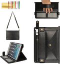 Handbag Case for iPad mini 5th/4th/3rd/2nd/1st Generation 7.9", Techcircle Lightweight Folio Stand Crossbody Wallet Case with Pencil Holder, Hand Strap & Shoulder Strap Soft Protective Cover, Black