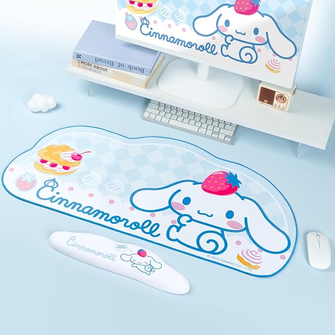 Kuitmor Anime Dog Mouse Pad Wrist Rest Support Set, Non-Slip Desk Mat and Memory Foam Cloud Wrist Rest for Keyboard and Mouse, Perfect for Gaming or Home Office Work - DEG