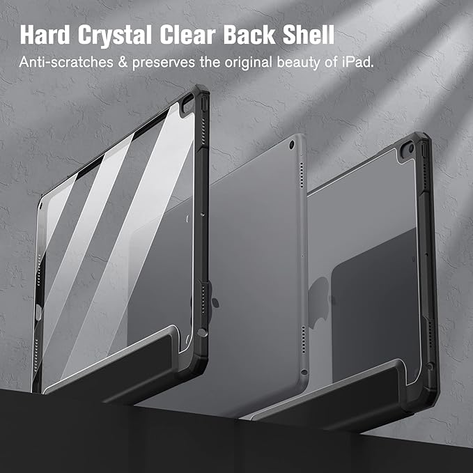 Fintie Hybrid Slim Case for iPad Air 3rd Generation 10.5" 2019 / iPad Pro 10.5 Inch 2017 - [Built-in Pencil Holder] Shockproof Cover with Clear Transparent Back Shell (Black)