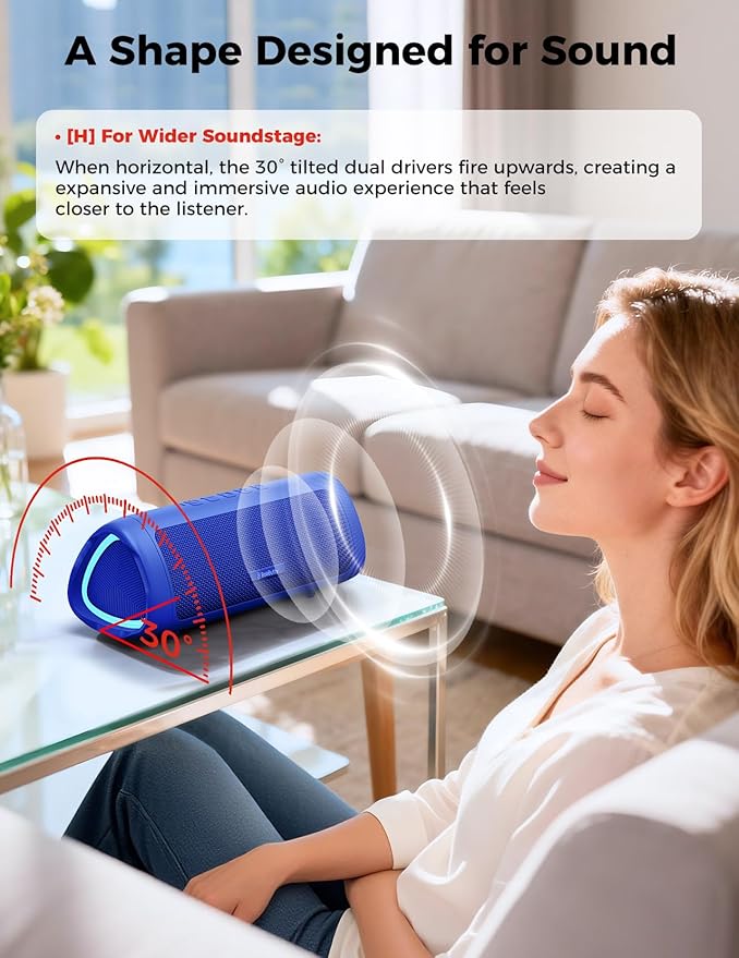 BolaButty Bluetooth Speaker Portable Wireless, IPX5 Waterproof, Up to 20H Playtime, TWS Pairing, BT5.3, for Home/Party/Outdoor/Camping/Beach Essentials, Birthday Gift (Blue)