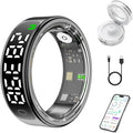 Smart Health Ring for Women Men, Smart Ring Fitness Tracker for iOS Android, Heart Rate, Blood Oxygen, Blood Pressure, Sleep Monitoring,5ATM Waterproof, No Subscription Fee (Black, 10#)
