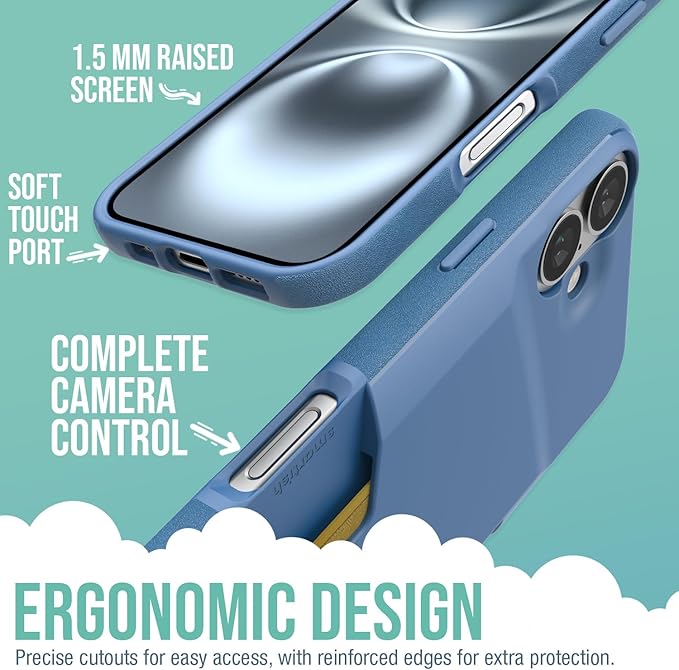 Smartish® iPhone 16 Plus Wallet Case - Wallet Slayer Vol. 1 [Slim + Protective] Credit Card Holder - Drop Tested Hidden Credit Card Slot Cover for Apple iPhone 16 Plus - Blues on The Green