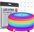 BTF-LIGHTING 16.4FT WS2811 WS2812B IC RGB DC5V 360 Degree Round Reticulate Pattern Chasing Color Neon LED Strip Flexible Nylon Silicone IP67 Waterproof Dream Color Rope Light(No Adapter or Controller)
