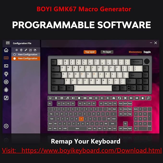 BOYI GMK67 Barebones Keyboard Kit,65% RGB Hot-Swap Gasket Mounted Tri-Mode BT/2.4GHz/USB-C 4000mAh Wireless Custom Programmable Mechanical Gaming Keyboard DIY Kit with Knob(Black)