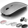 Kovess Wireless Bluetooth Mouse for Mac Air MacBook Pro Laptop PC Pad Optical Rechargeable Silent Mouse with Jiggler Mode Dual Mode Switch Bluetooth 5.2/3.0 and 2.4G USB-A & USB-C Receiver Gray