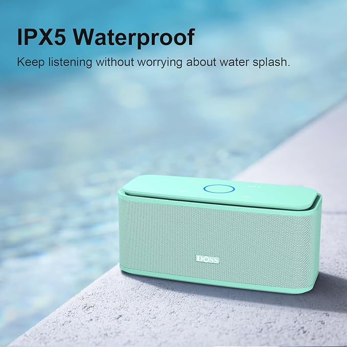 DOSS SoundBox Touch Wireless Bluetooth Speaker-12W HD Sound with Rich Bass, IPX5 Waterproof, 20H Playtime, Handsfree, for Gatherings, Home, Office, Outdoor, Travel-Green