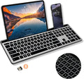 X9 Wireless Keyboard with Phone Holder - Full Size Bluetooth Keyboard with Number Pad, Backlit Wireless Keyboard, Multi-Device for iPad, Tablet, PC, Mac, iPhone, Android - Gray