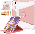 Rotating Case for iPad Pro 11" 4th/3rd/2nd Gen, iPad Pro 11 Smart Cover with Pencil Holder, Techcircle Hybrid TPU+PC Magnetic Cover Soft Bumper Slim Fit Folio Shockproof Protective Case-Baby Pink