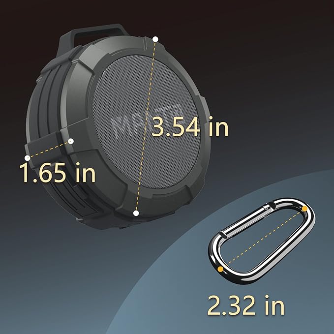 MANTO Bluetooth Speaker IPX5 Waterproof Portable Shower Speaker, 12H Battery, Bluetooth & Micro SD Playback (Up to 32GB, Card Not Included), Compact Design for Travel, Camping, Hiking, and Home