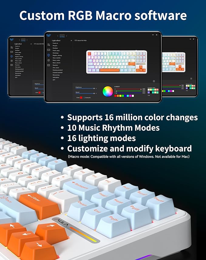 Aula F87 Pro Wireless Mechanical Keyboard, 87-Key TKL Tri-Mode (BT5.0/2.4G/USB-C), Hot Swappable Gasket Mount Keyboard, 4000mAh Battery, RGB Backlit PBT Keycaps Custom Gaming Keyboard for PC Mac
