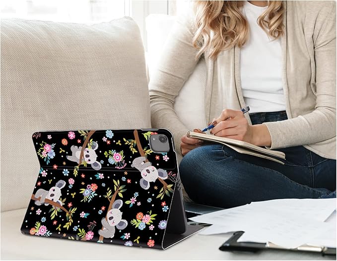 Case for iPad Air 11 Inch M3/M2 (2025/2024), iPad Air 5th/4th Generation 10.9 Inch Case 2022/2020, iPad air 11-inch case Multi-Angle View Adjustable Stand with Auto Wake/Sleep, Flower Sloth