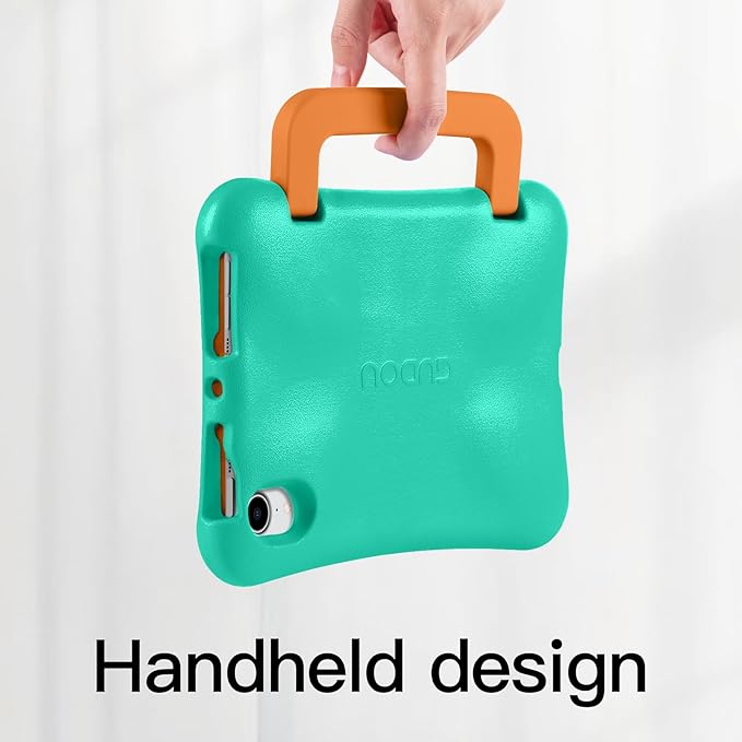 Kids Case for iPad Mini 7 A17 Pro 2024 /iPad Mini6 2021, Light Weight Heavy Duty/Shockproof/Drop Proof with Handle/Kickstand, Child Friendly Cover for iPad Mini 7th/6th Gen 8.3inch (mint green)