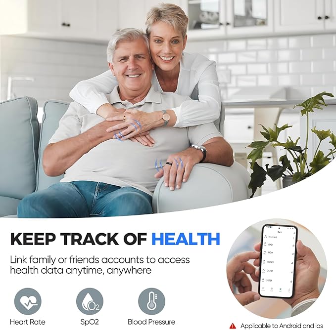 BIEMHA Smart Ring Health Tracker, Sleep/Exercise Monitoring, iOS/Android Compatible, IP68 Water Resistance, No Subscription Required, 5-Day Battery Life, Suitable for Both Women and Men (Silver, 9)