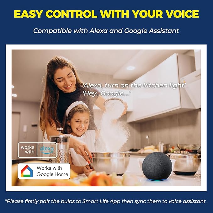 Lightinginside Smart Light Bulb 1100LM, RGBCW BR30 E26 Bulb Works with Alexa/Google Home/SmartLife, 2.4G WiFi Bluetooth Recessed Flood LED Bulbs 12W, No Hub Required, 75W Equivalent, ETL Listed, 4PCS