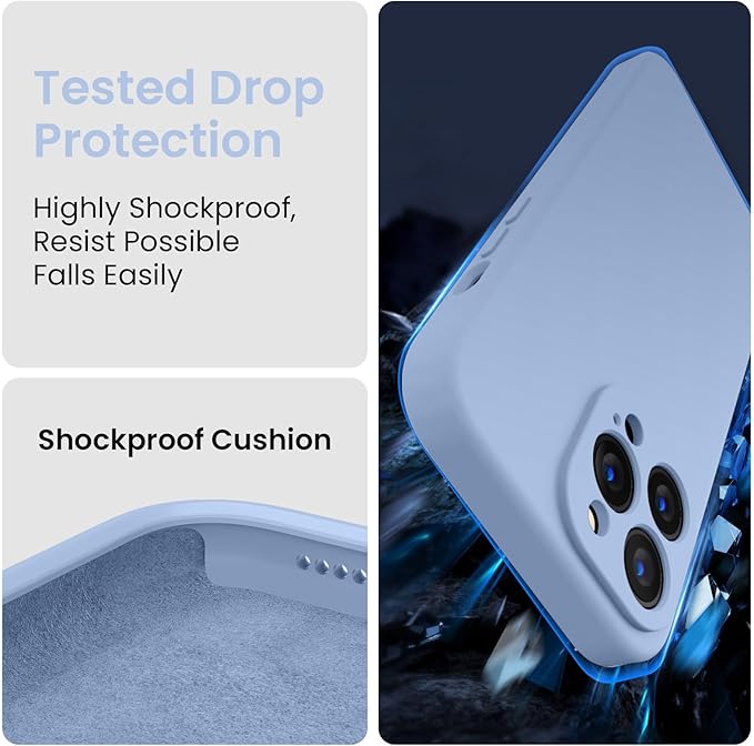 FireNova Designed for iPhone 14 Pro Max Case, Silicone Upgraded [Camera Protection] Case with [2 Screen Protectors], Soft Anti-Scratch Microfiber Lining Inside, 6.7 inch, Light Blue