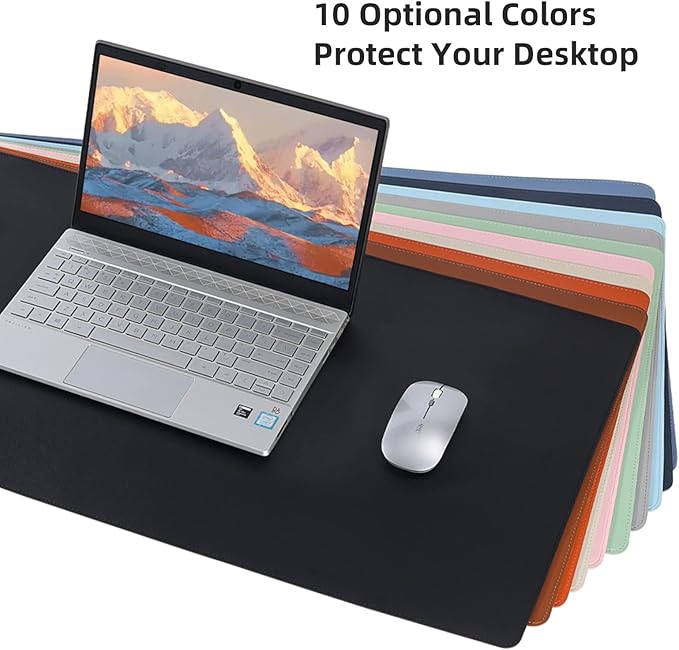 Wolaile PU Leather Desk Pad,36x17 in Large Computer Desk Mat,Waterproof Non-Slip Desk Blotter Protector,Light Green Big Keyboard Mouse Pad