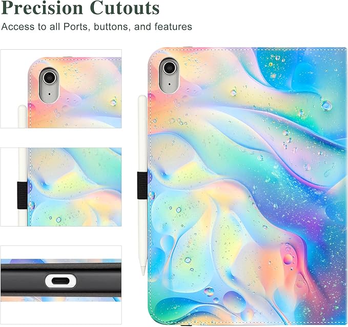 Vimorco Case for iPad (A16) 11th Generation 2025, for iPad 11th/10th Generation Case, Faux Leather Protective Adjustable Cover, Auto Sleep/Wake, Card Pocket with Pencil Holder, Raindrop