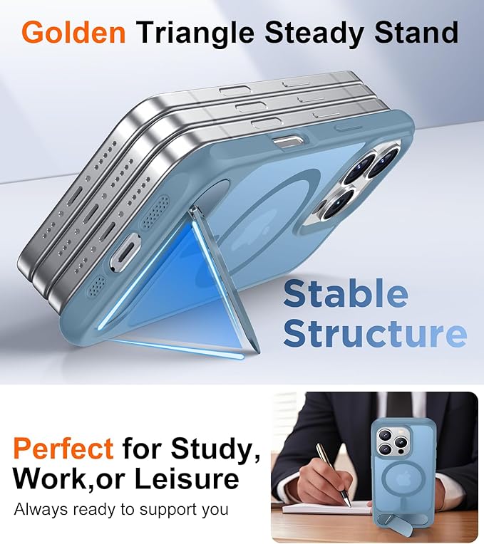 Magnetic Compatible with iPhone 16 Pro Case, [Built-in Invisible Kickstand][Compatible with MagSafe][Military Grade Shockproof] Slim Translucent Matte Phone Case for iPhone 16 Pro 6.3"