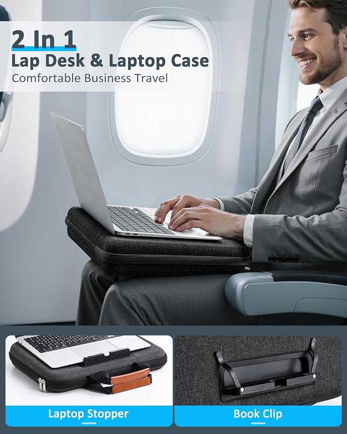 Hard Laptop Case 14 Inch for HP Dell Lenovo ASUS Acer - 2 in 1 Laptop Sleeve & Lap Desk with Stopper and Book Clip, Shockproof Waterproof 15.3 MackBook Air M3 M2 Case - Black