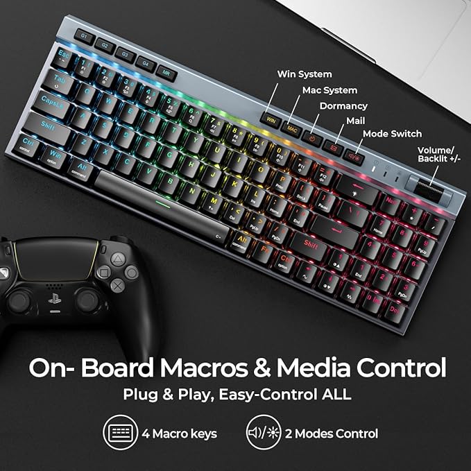 RGB Mechanical GamingKeyboard, 78 Keys Hot-Swap Mechanical Keyboard With Magnetic Red Switches, Ergonomic Keyboard with Aluminum Cover/Media Keys/Software/Dual System WiredKeyboard for PC/Mac Gamer