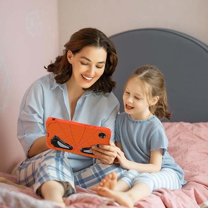 AKABEILA Compatible with Samsung Galaxy Tab A9 8.7 inch(SM-X115N)(2023) Tablet Case，Lightweight Shockproof Rugged Protective Cover with Kickstand for Kids Children Boys Babies Orange Black