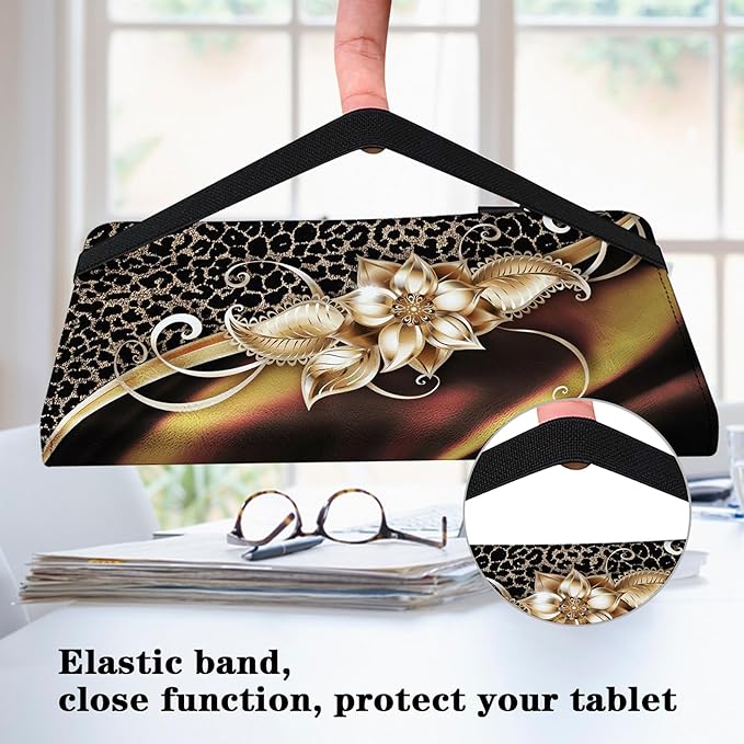 Case for iPad Air 11 Inch M4/M3/M2 (2026/2025/2024),iPad Air 5th/4th Generation Case 10.9 Inch 2022/2020, PU Leather Stand Shockproof Cover with Card Slots - Metallic Flower